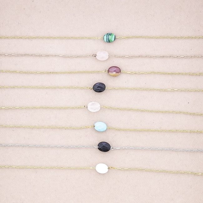 STONE STEEL SHORT NECKLACE