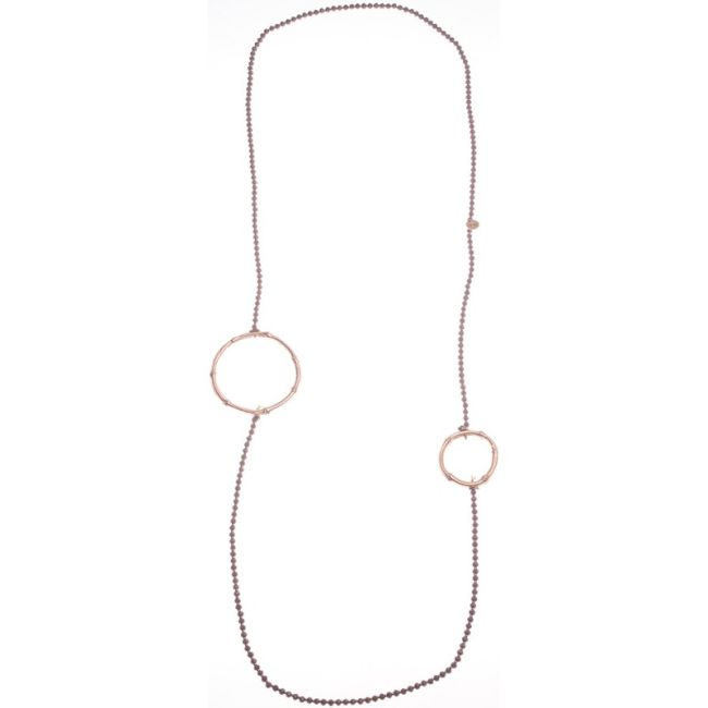 COLLAR LARGO CRISTALES FACETADOS DOBLE ANILLA METAL