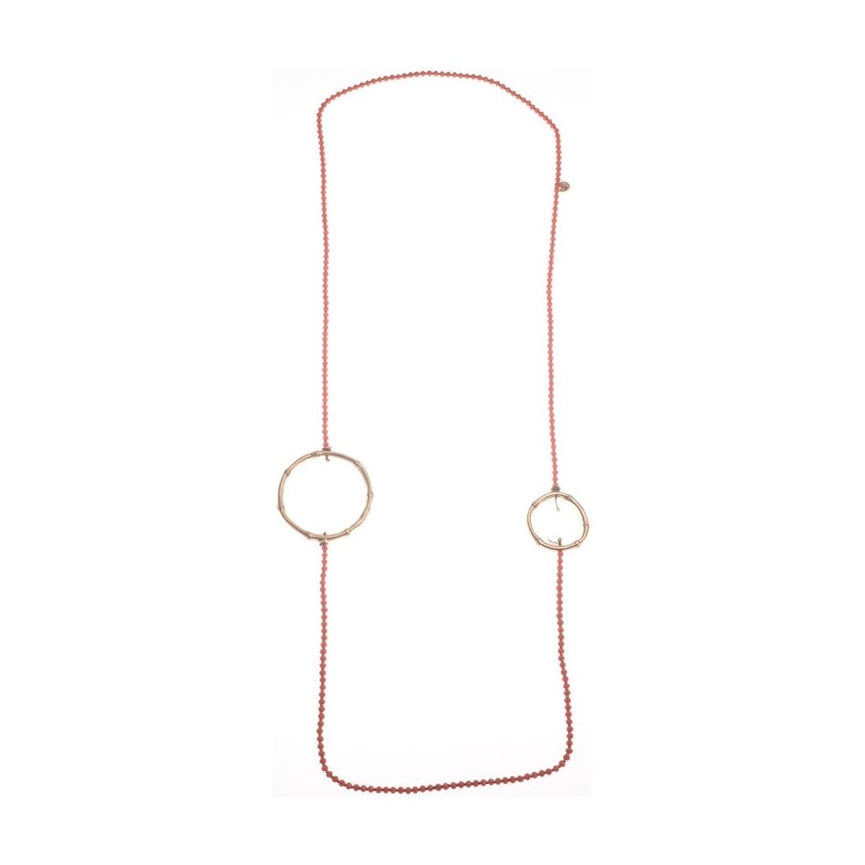 COLLAR LARGO CRISTALES FACETADOS DOBLE ANILLA METAL