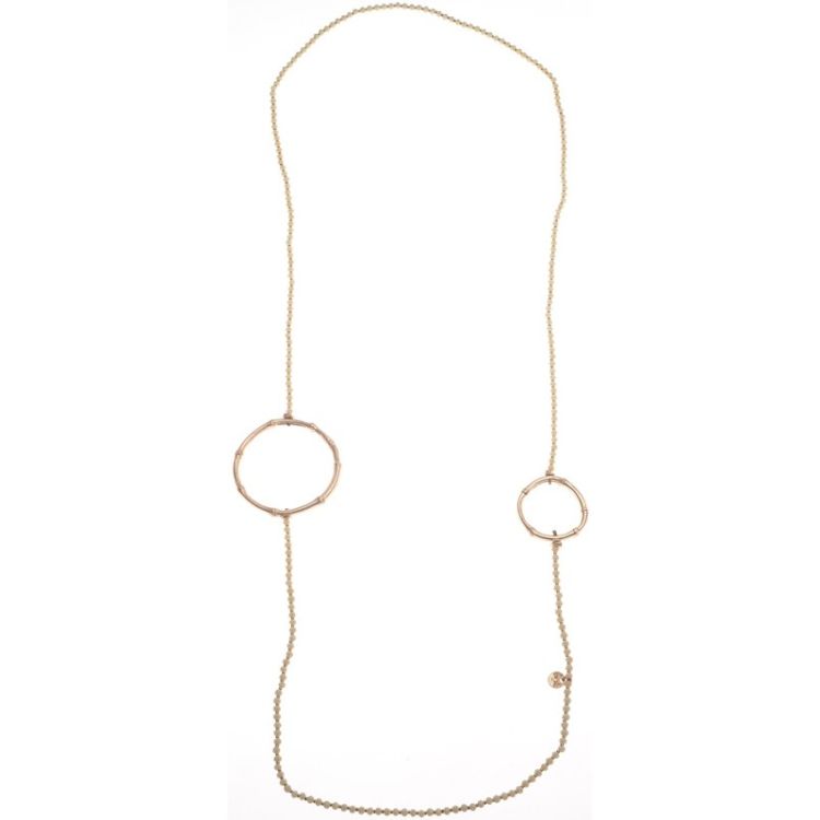 COLLAR LARGO CRISTALES FACETADOS DOBLE ANILLA METAL 2
