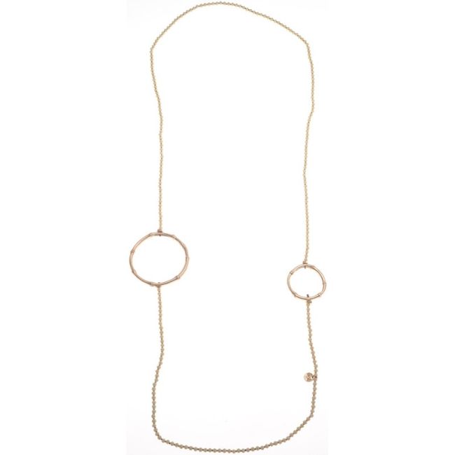 COLLAR LARGO CRISTALES FACETADOS DOBLE ANILLA METAL