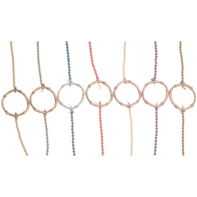 COLLAR LARGO CRISTALES FACETADOS DOBLE ANILLA METAL