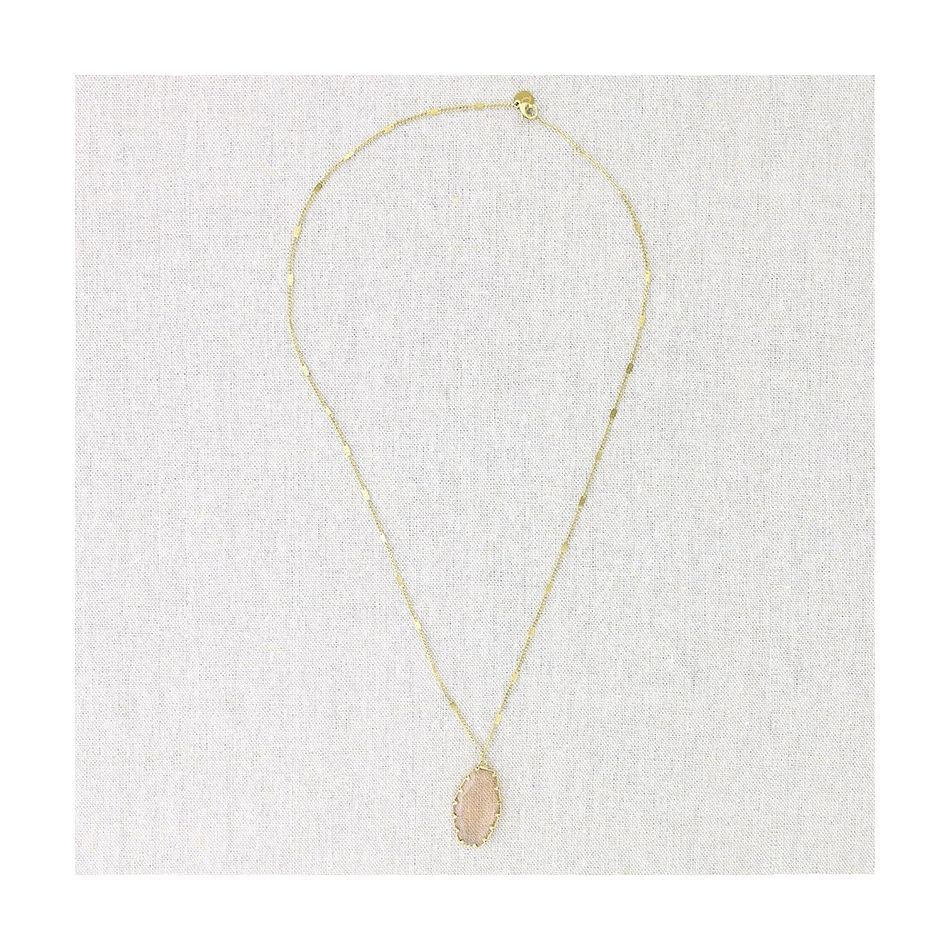 STEEL NECKLACE WITH FACETED GLASS PENDANT CM