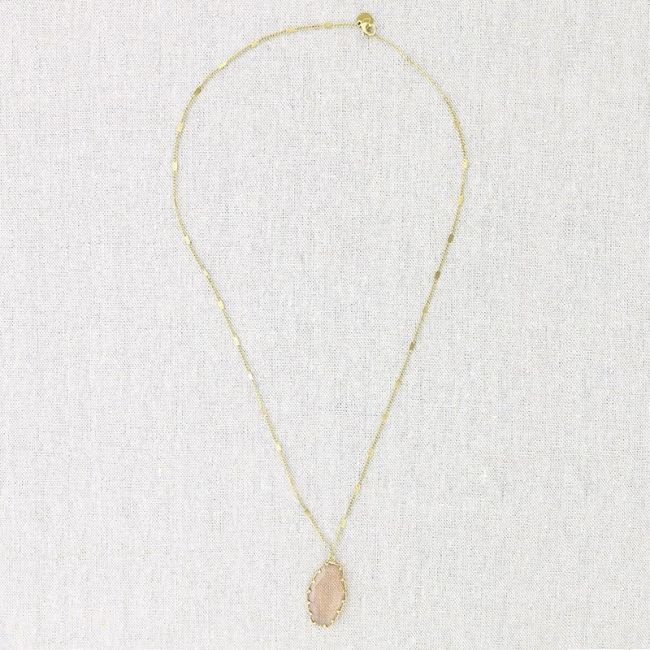 STEEL NECKLACE WITH FACETED GLASS PENDANT CM