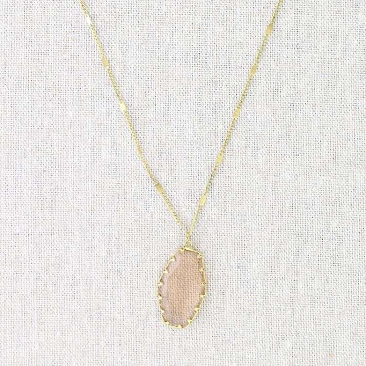 STEEL NECKLACE WITH FACETED GLASS PENDANT CM