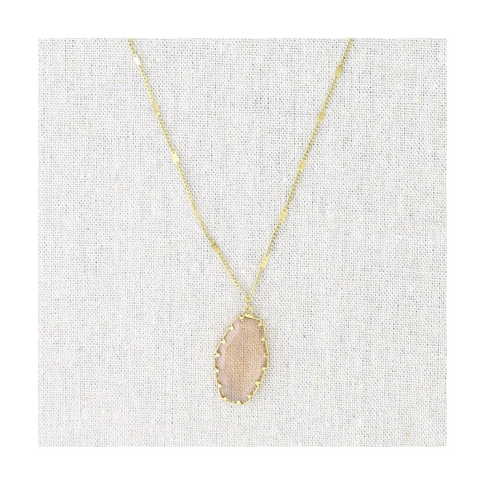 STEEL NECKLACE WITH FACETED GLASS PENDANT CM