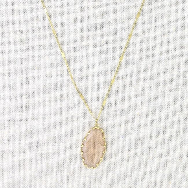 STEEL NECKLACE WITH FACETED GLASS PENDANT CM