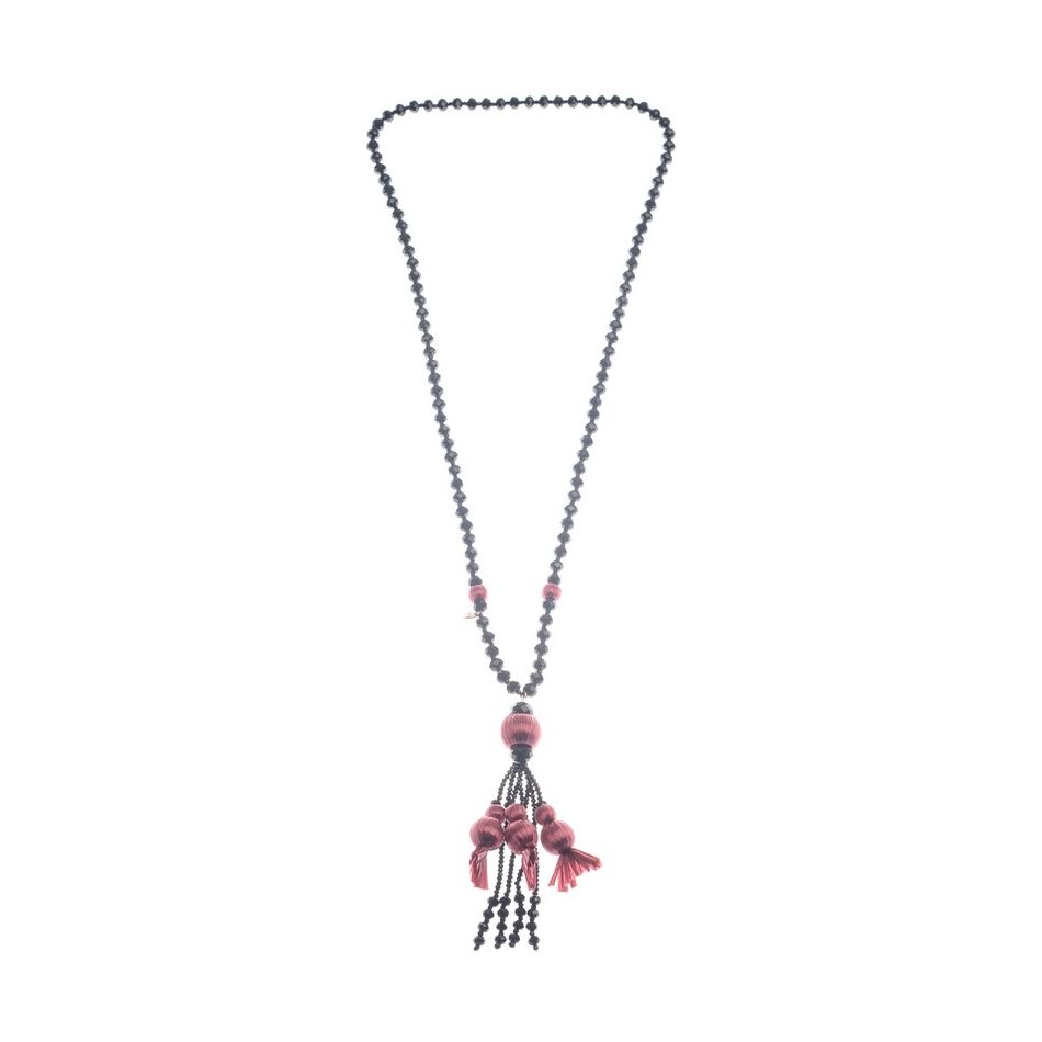 LONG PENDANT NECKLACE WITH RAFFIA BEADS