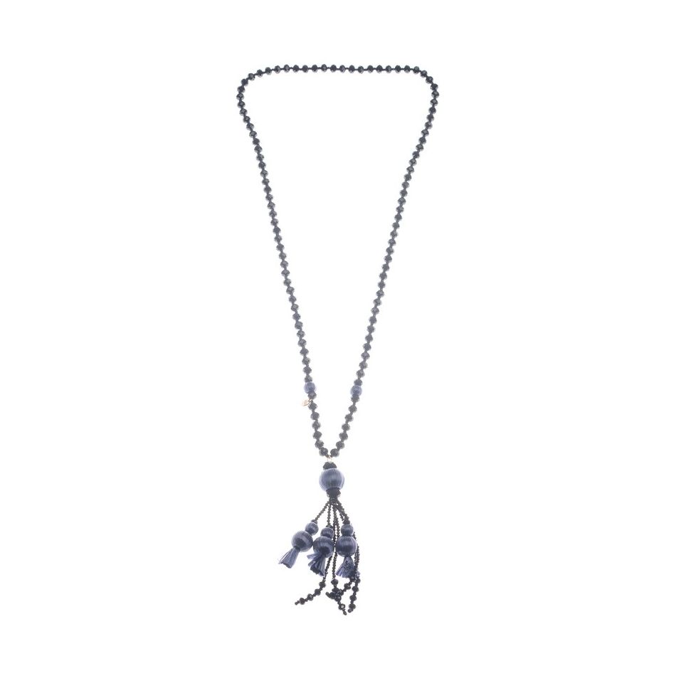 COLLAR LARGO COLGANTE CUENTAS RAFIA