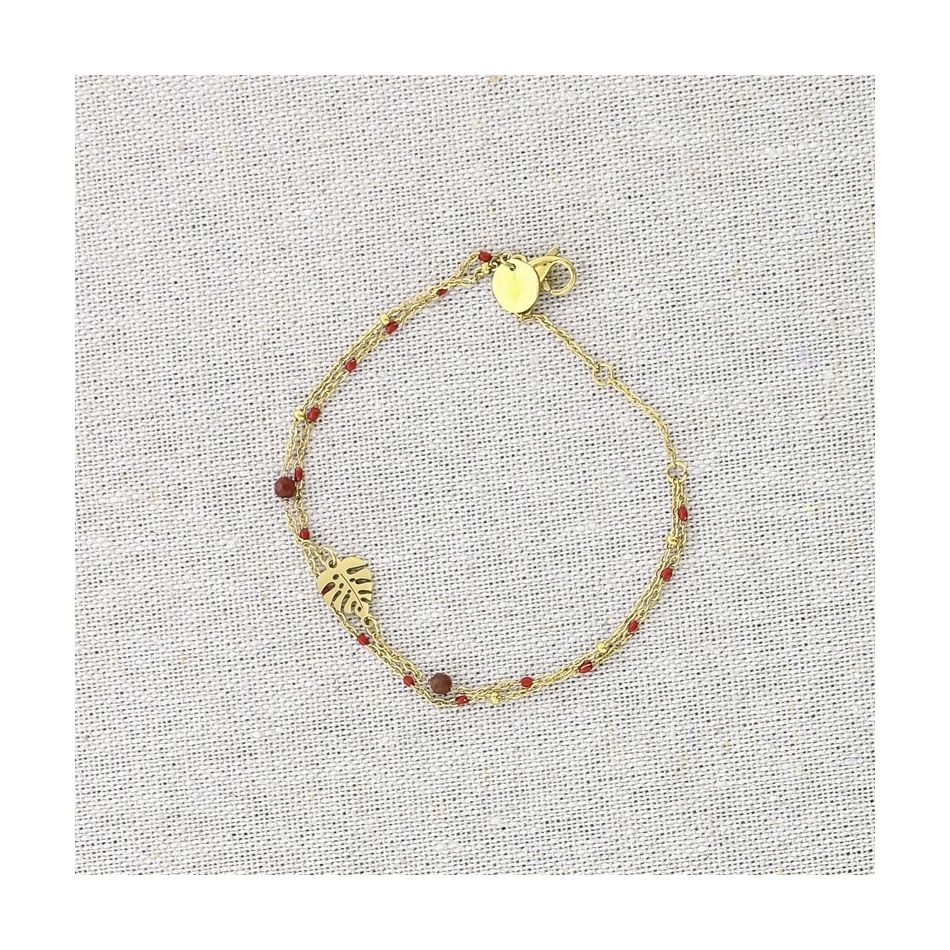 CHEESE PLANT DOUBLE LEAF STEEL BRACELET