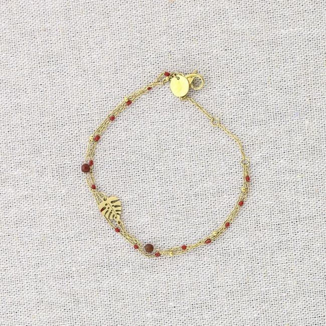 CHEESE PLANT DOUBLE LEAF STEEL BRACELET