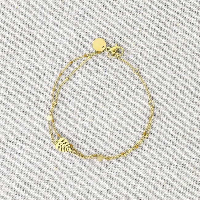 CHEESE PLANT DOUBLE LEAF STEEL BRACELET