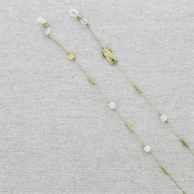 COLLAR ACERO CUELGA GAFAS PIEDRAS