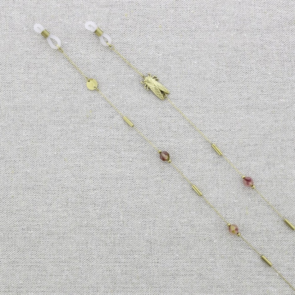 COLLAR ACERO CUELGA GAFAS PIEDRAS