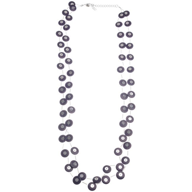 COLLAR LARGO ARANDELAS RESINA LENTEJUELAS