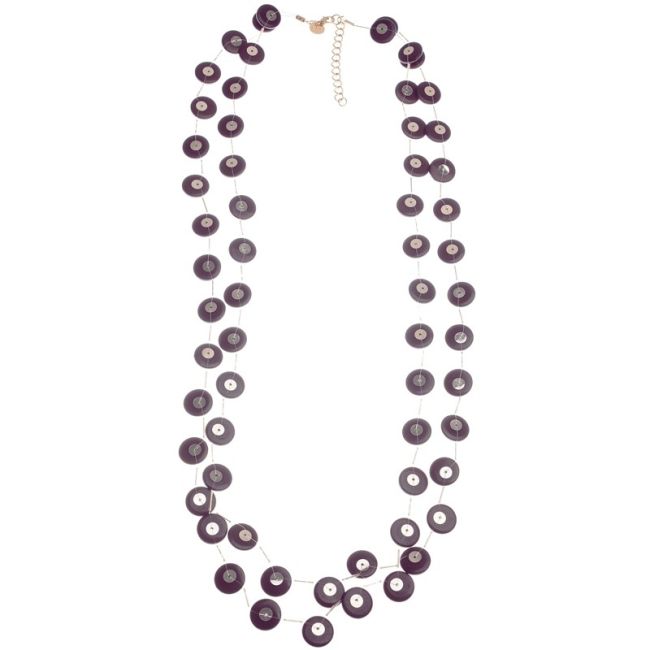 COLLAR LARGO ARANDELAS RESINA LENTEJUELAS