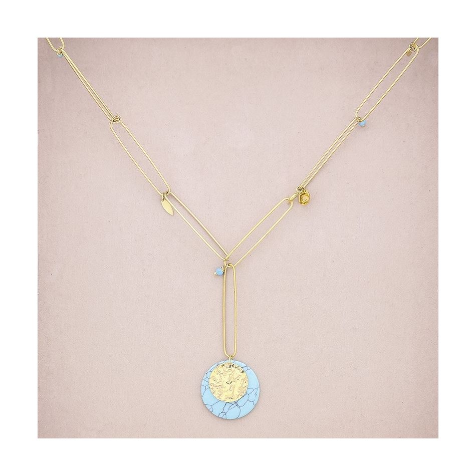COLLAR ACERO COLGANTE PIEDRA