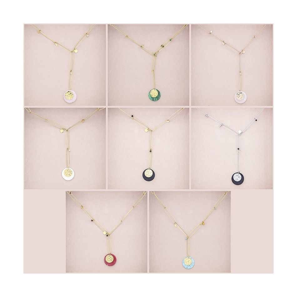 COLLAR ACERO COLGANTE PIEDRA