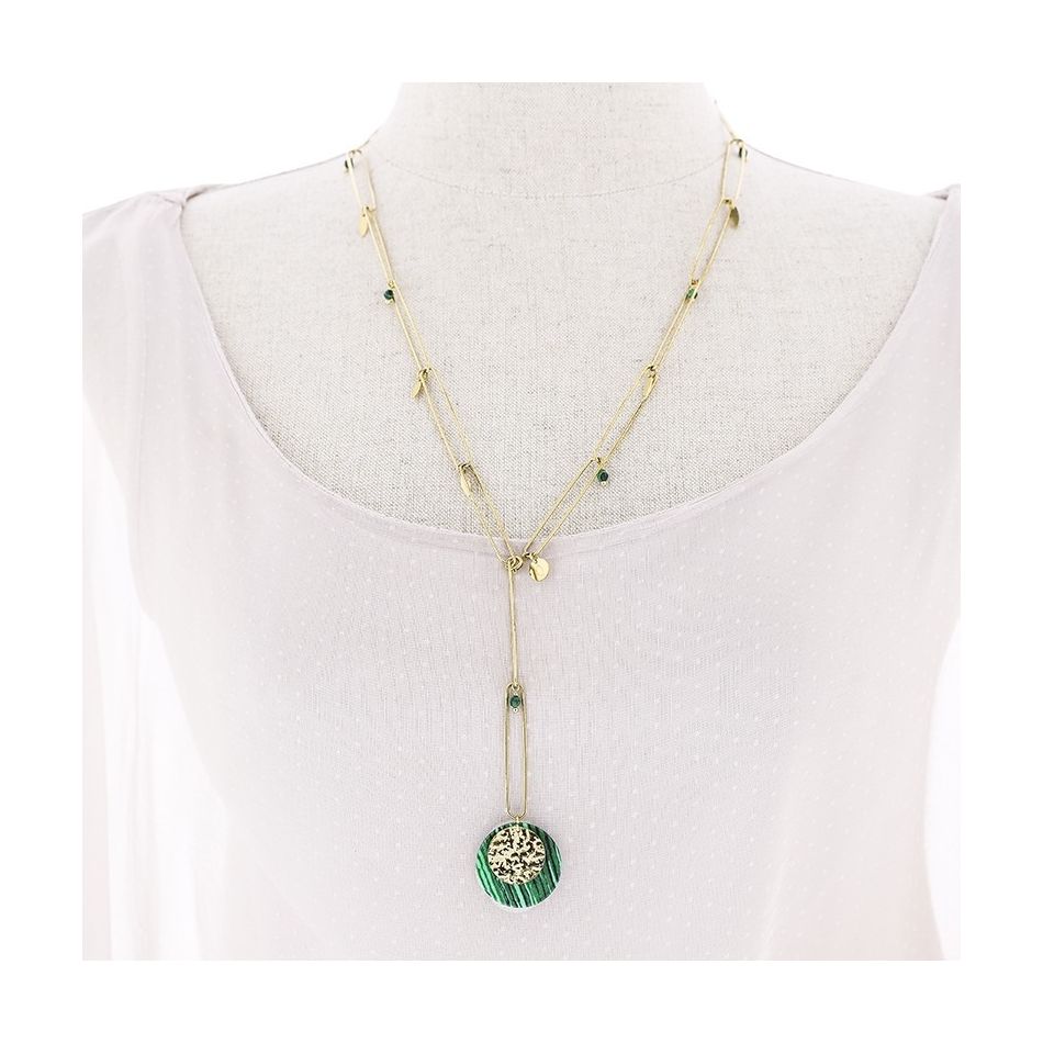 STONE PENDANT STEEL NECKLACE