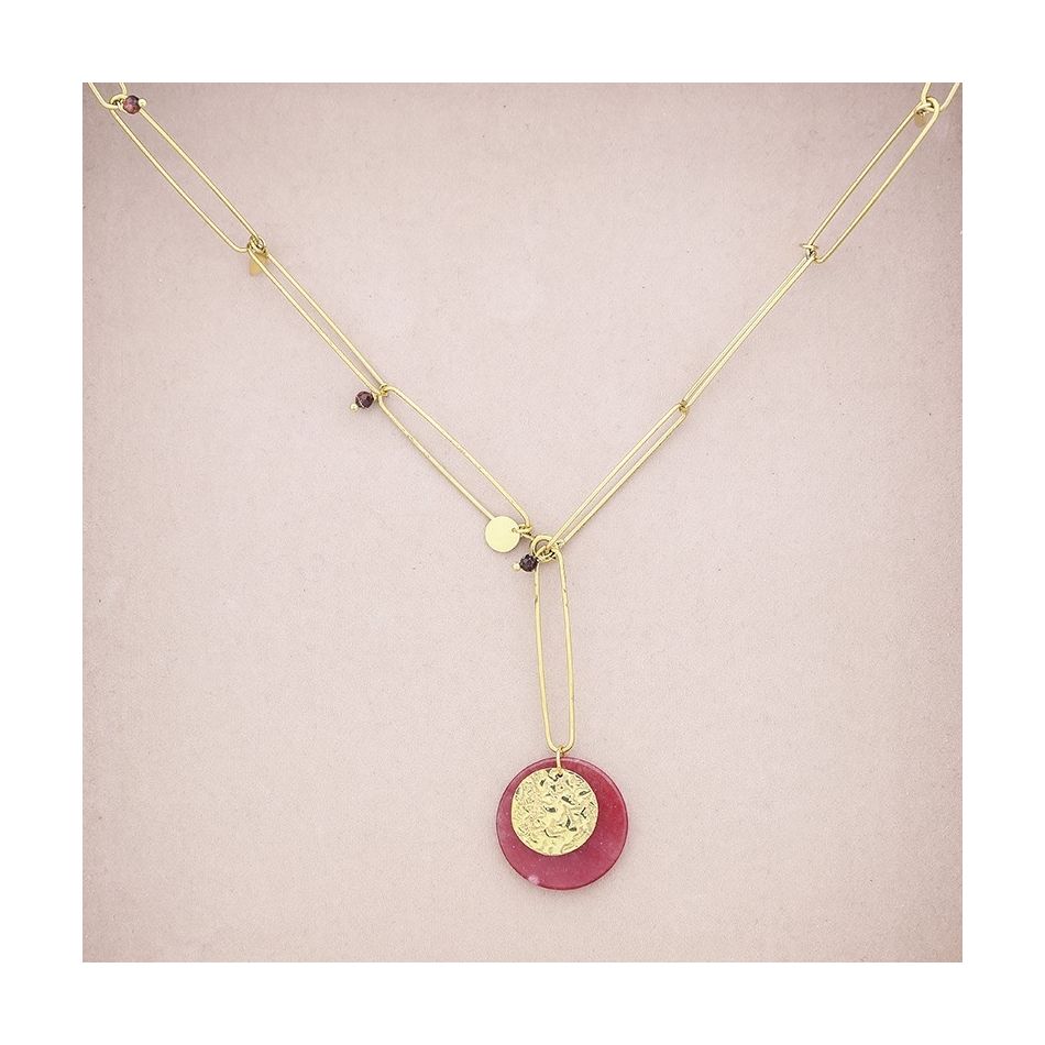 COLLAR ACERO COLGANTE PIEDRA