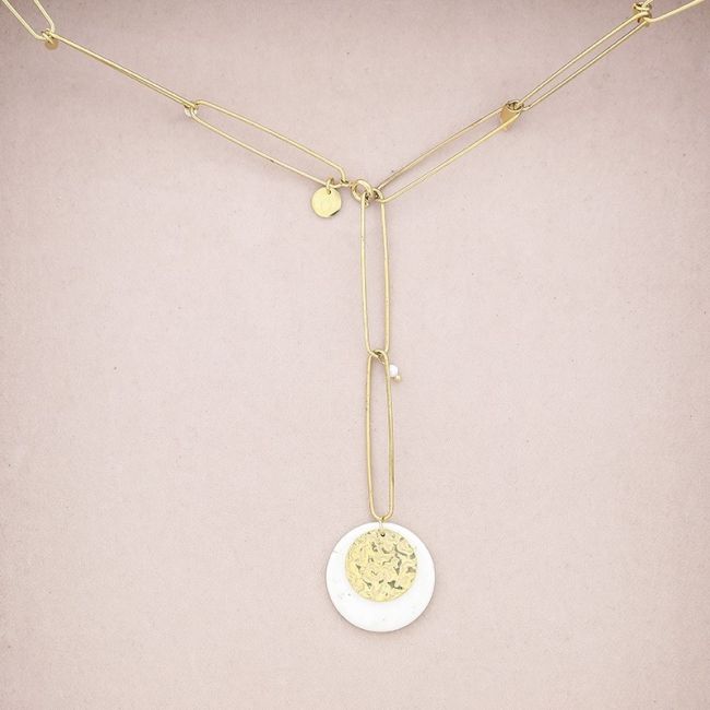 STONE PENDANT STEEL NECKLACE