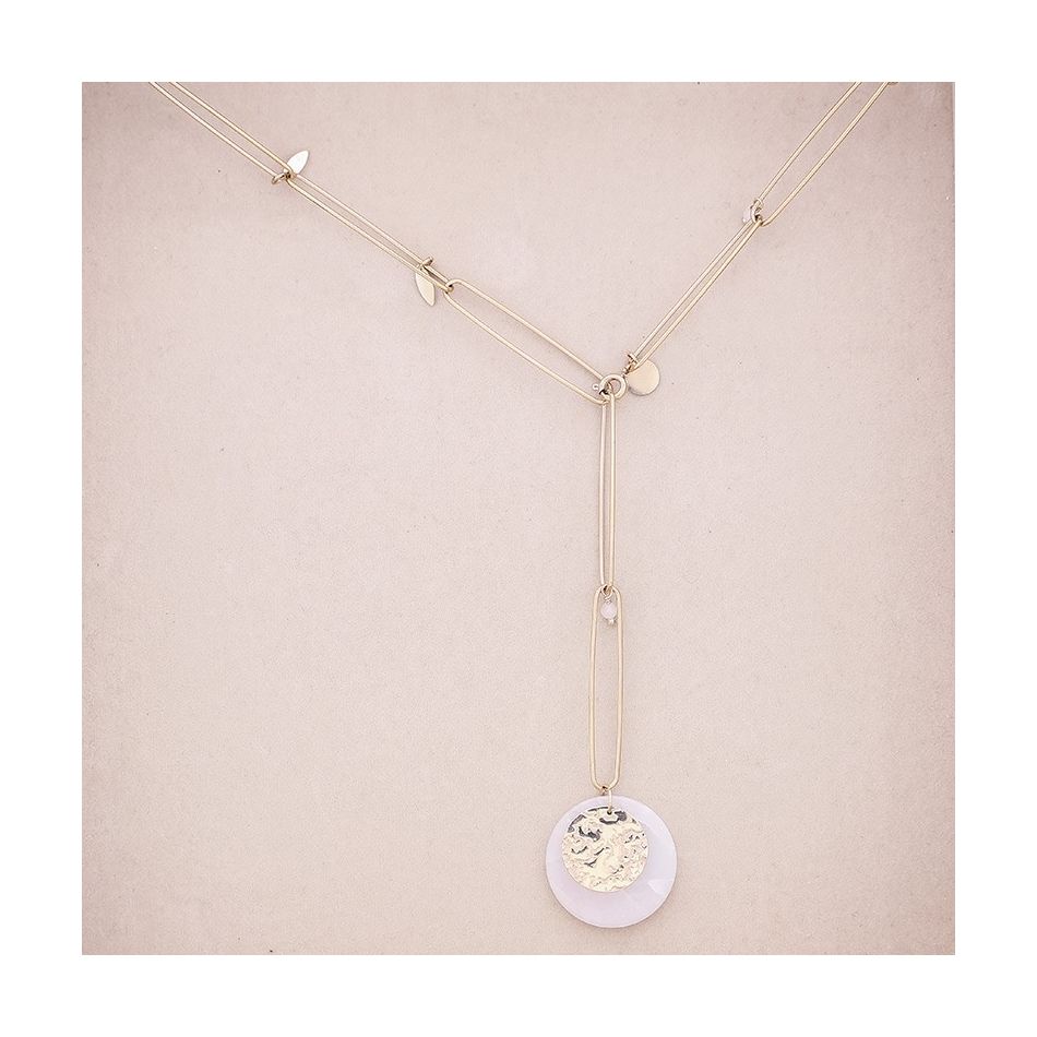 STONE PENDANT STEEL NECKLACE