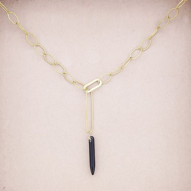 COLLAR ACERO ESLABONES COLGANTE PIEDRA