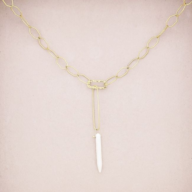COLLAR ACERO ESLABONES COLGANTE PIEDRA