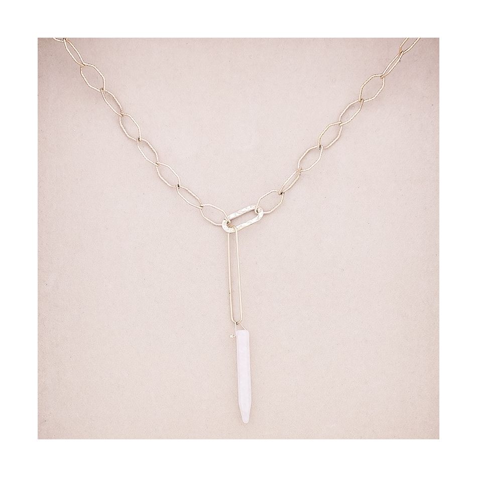 COLLAR ACERO ESLABONES COLGANTE PIEDRA