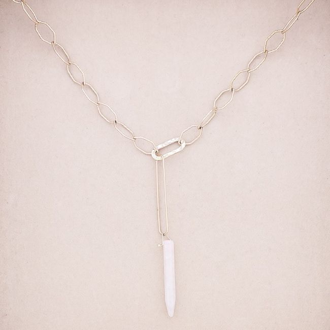 COLLAR ACERO ESLABONES COLGANTE PIEDRA