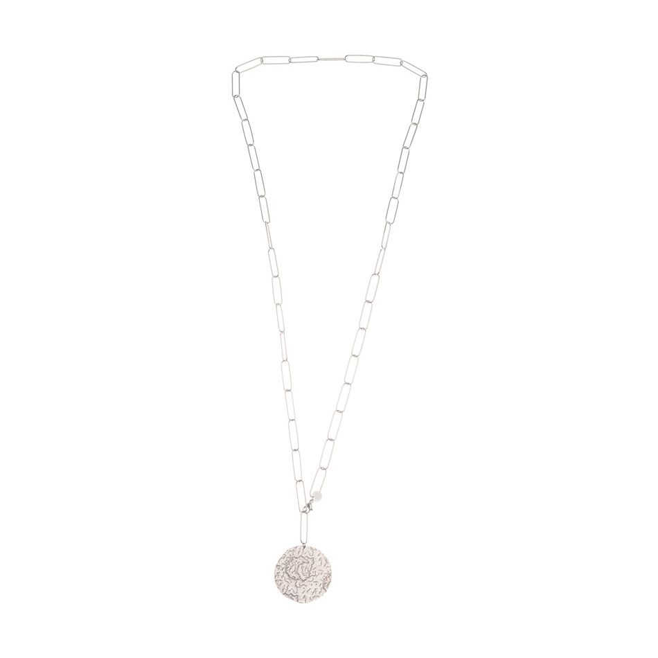 STEEL MEDAL PENDANT NECKLACE