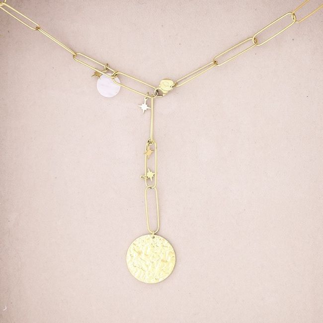STEEL NECKLACE WITH COIN PENDANT