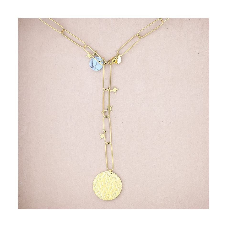 COLLAR ACERO COLGANTE MONEDA