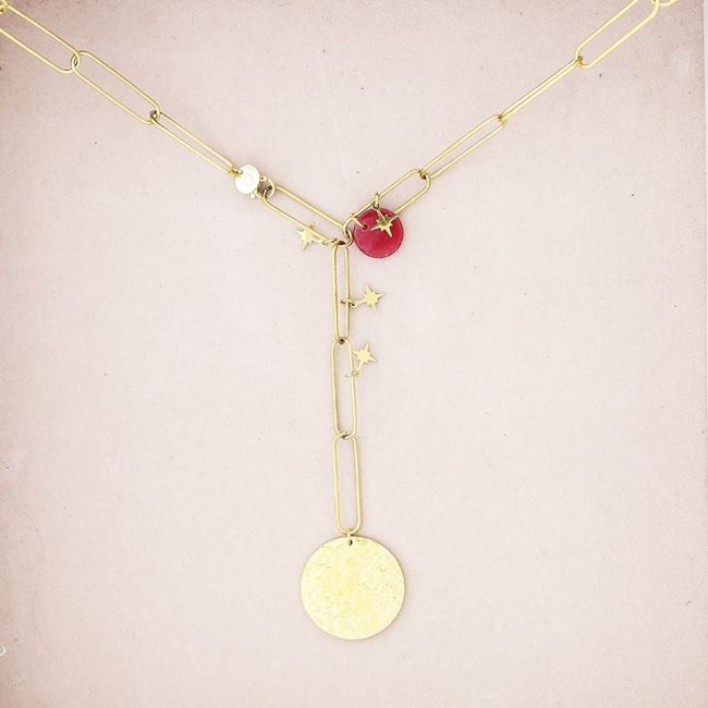 STEEL NECKLACE WITH COIN PENDANT