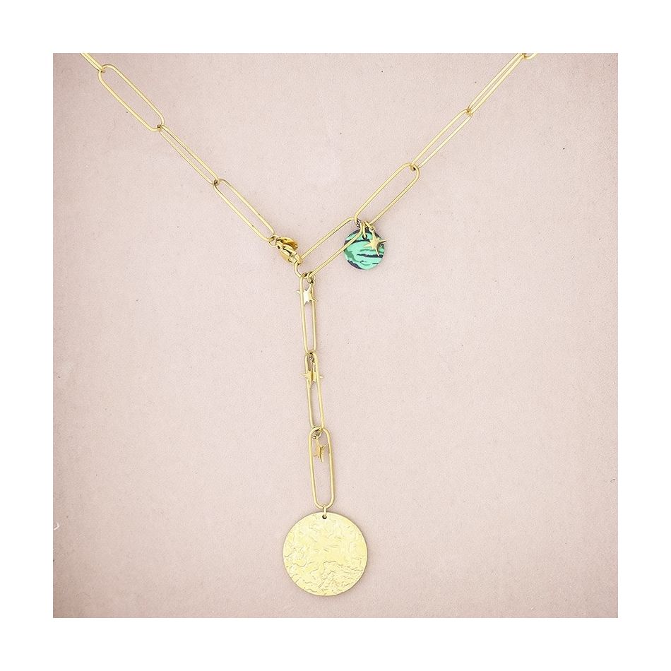 COLLAR ACERO COLGANTE MONEDA