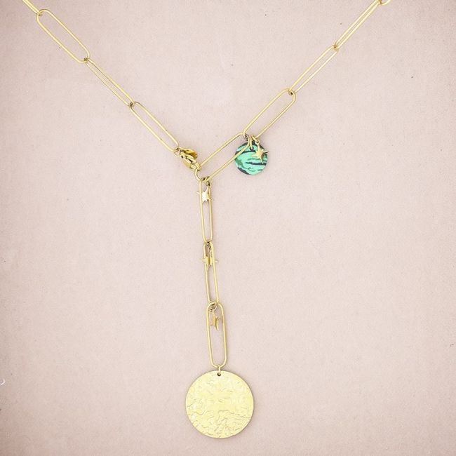 COLLAR ACERO COLGANTE MONEDA