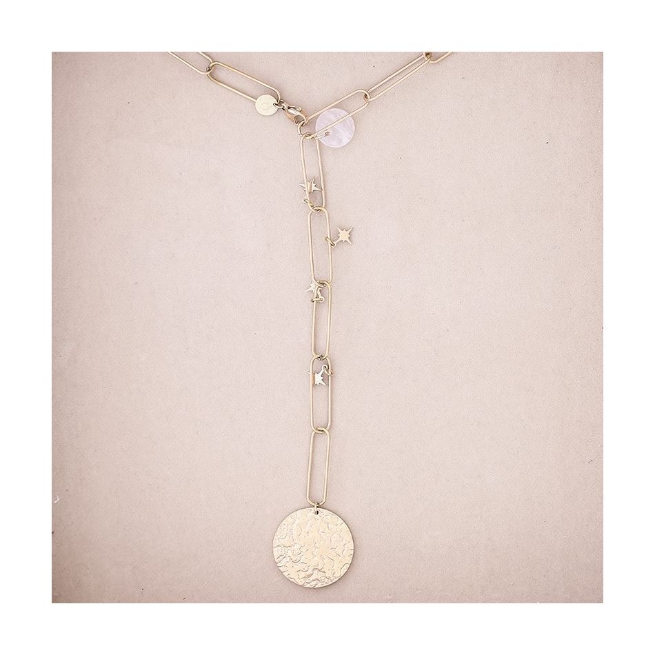 STEEL NECKLACE WITH COIN PENDANT