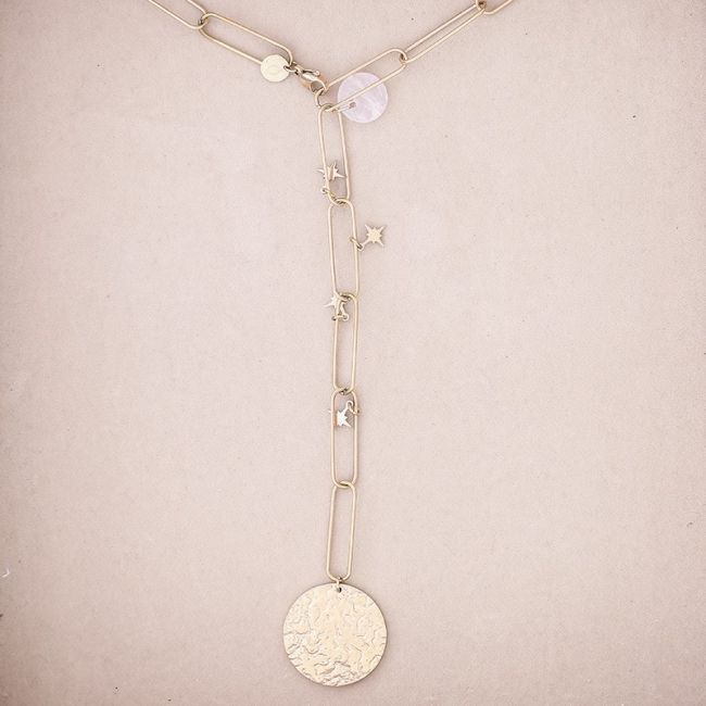 STEEL NECKLACE WITH COIN PENDANT