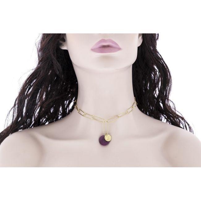STEEL SHORT NECKLACE WITH PENDANT LINKS