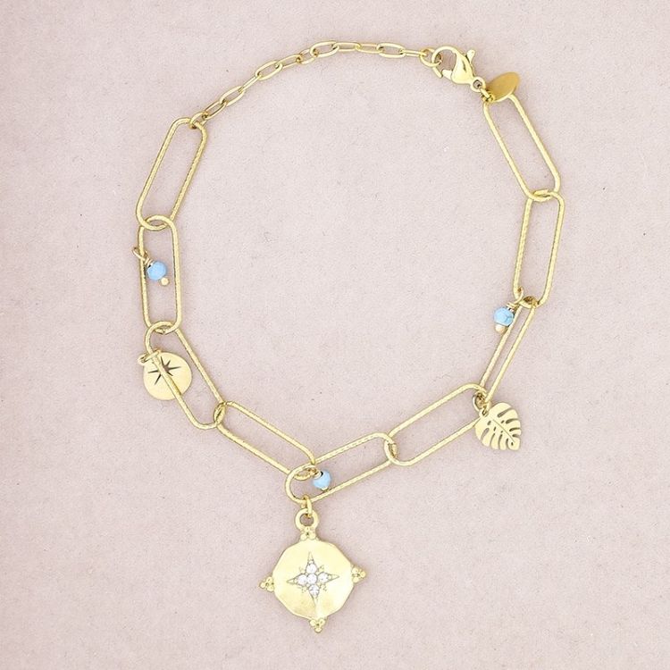 PULSERA ACERO ESLABONES COLGANTES