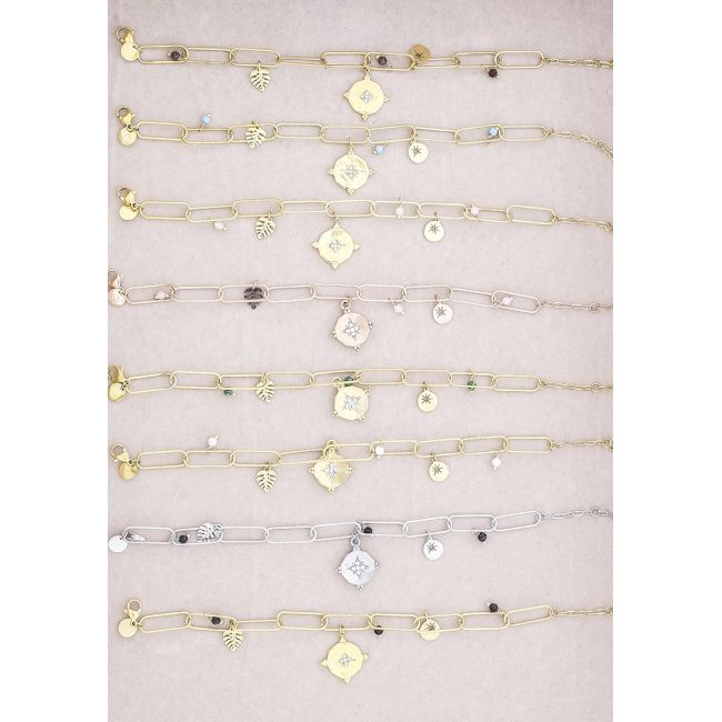 PULSERA ACERO ESLABONES COLGANTES