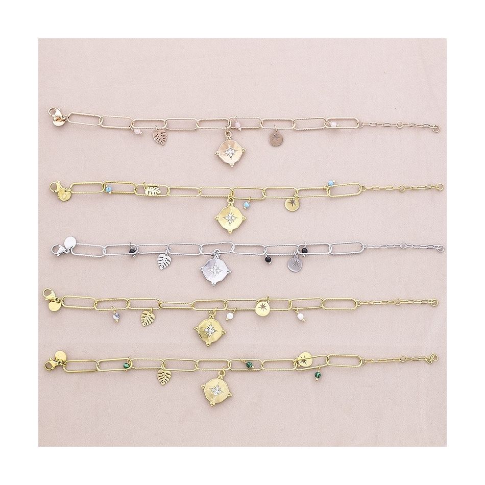 STEEL BRACELET WITH PENDANT LINKS