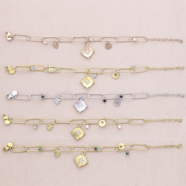 STEEL BRACELET WITH PENDANT LINKS