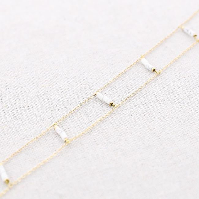 DOUBLE STONE STEEL SHORT NECKLACE
