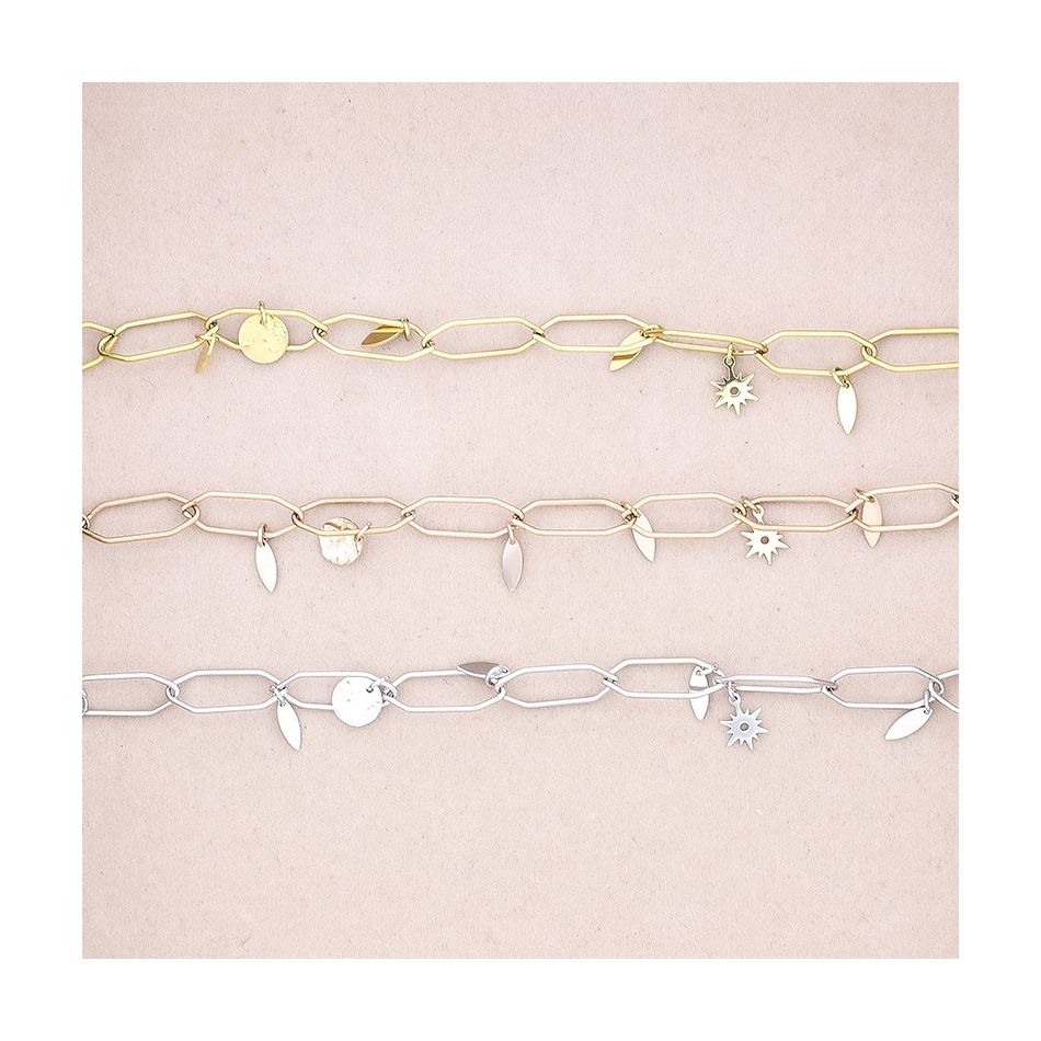 PULSERA ACERO ESLABONES COLGANTES