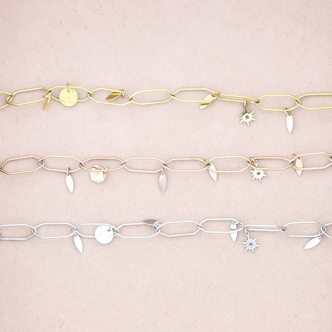 PULSERA ACERO ESLABONES COLGANTES