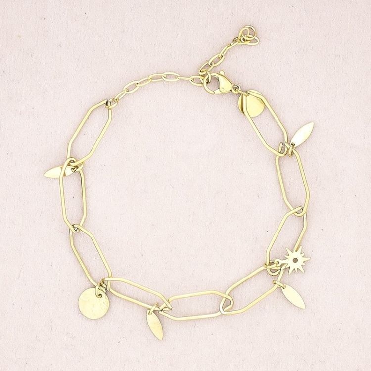 PULSERA ACERO ESLABONES COLGANTES