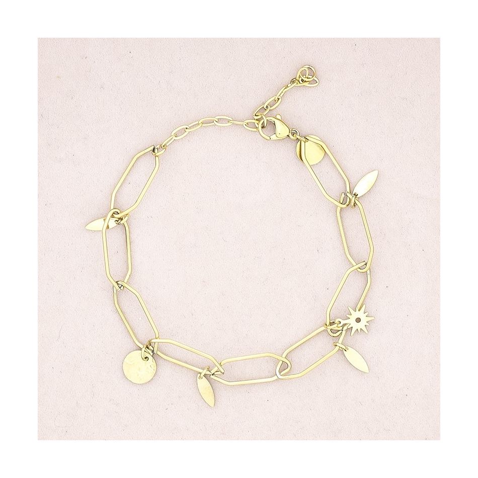 PULSERA ACERO ESLABONES COLGANTES