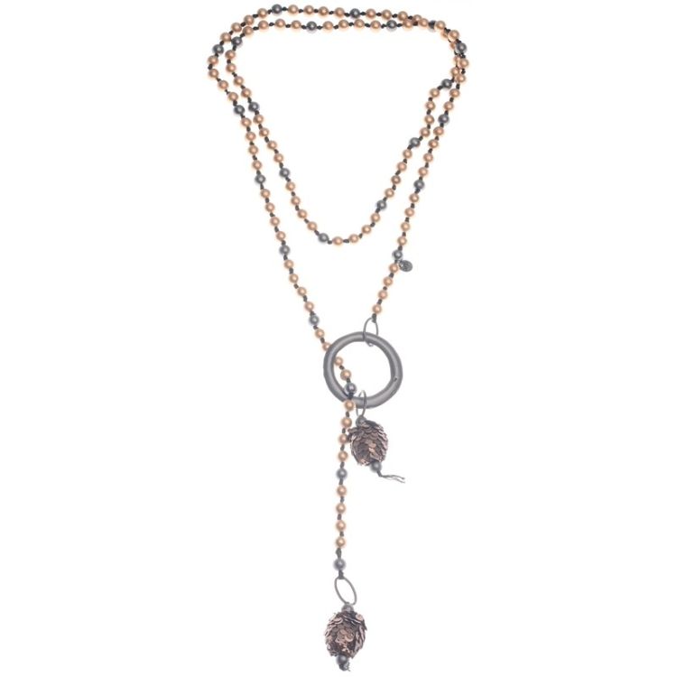 LONG DOUBLE PENDANT NECKLACE WITH SEQUIN BALLS