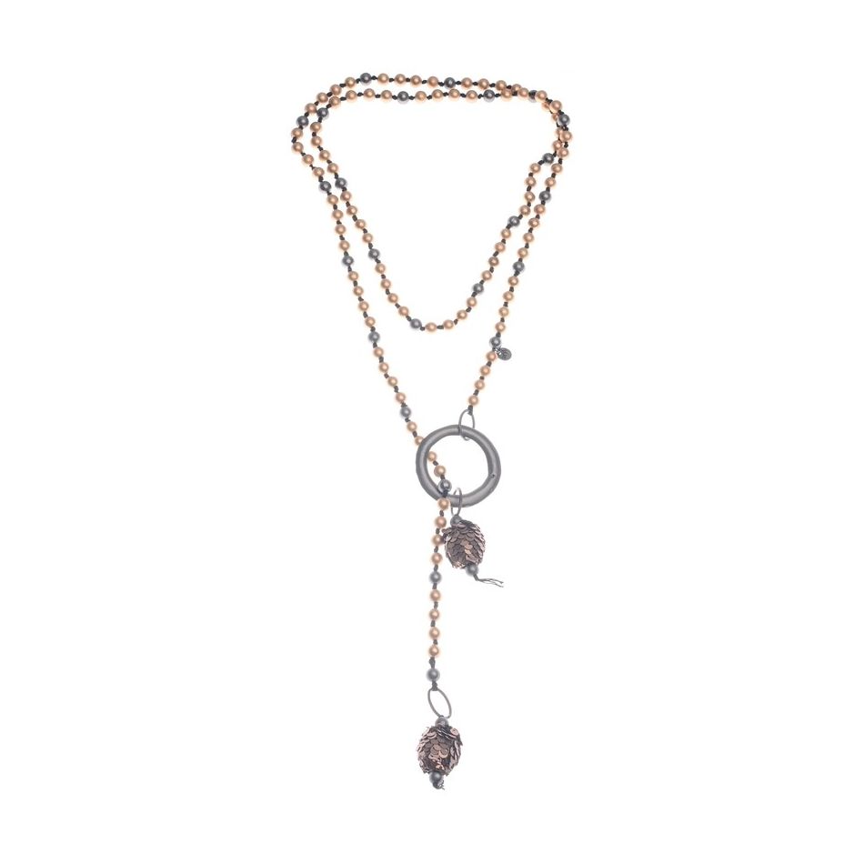 COLLAR LARGO DOBLE COLGANTE BOLAS LENTEJUELAS